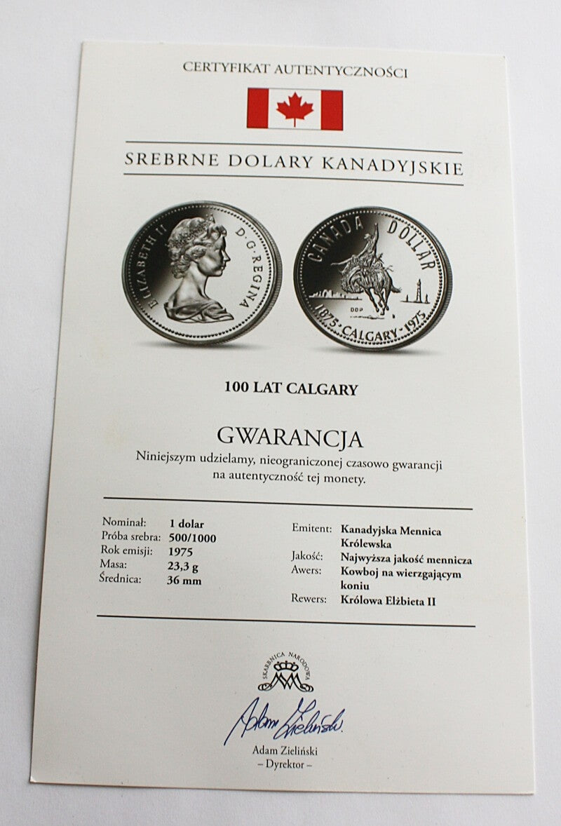 1 Dolar - 100 Lat Calgary 1975 r. - Kanada