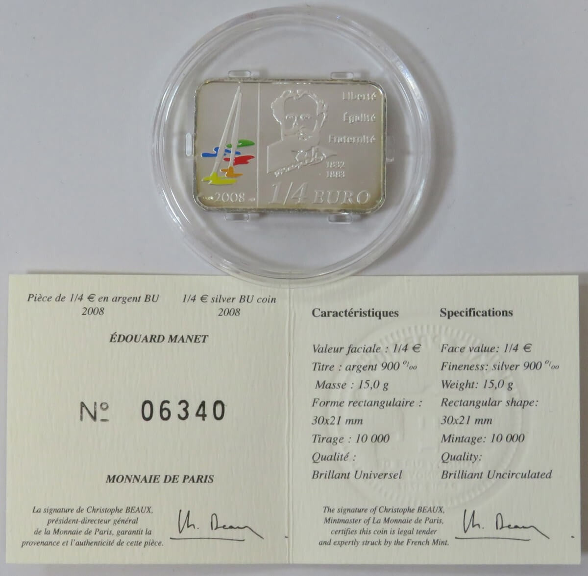 1/4 euro, Francja - Edouard Manet, 2008