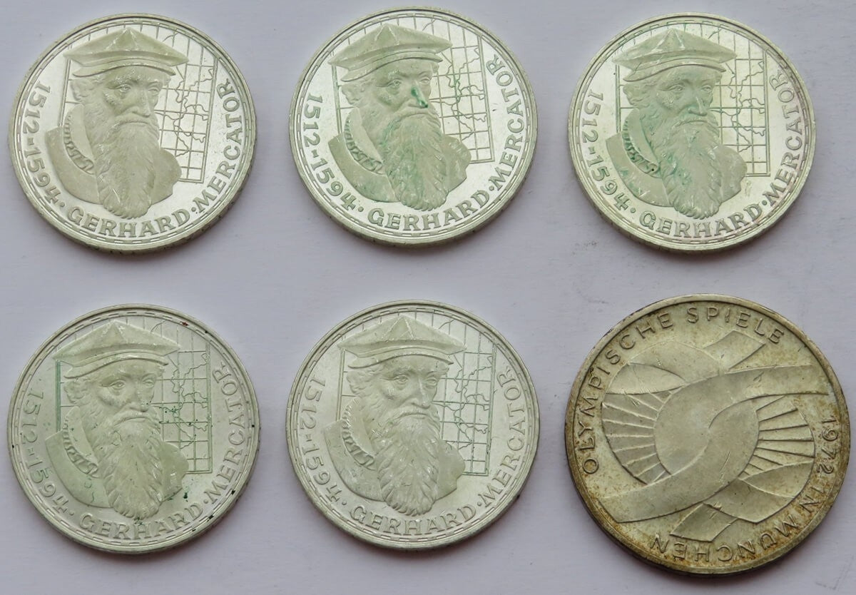 RFN, 5 x 5 marek 1969 + 10 marek 1972 F, stany 2