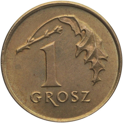 Destrukt, 1 grosz 1992, skrętka w lewo ~75 stopni, st. 1-