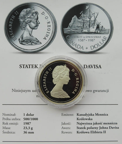 Kanada, 1 dolar 1987, Statek polarny Johna Daviesa, stan L-