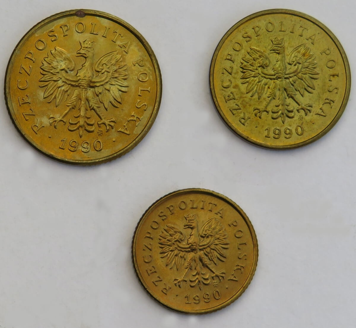 Lot: 1, 2, 5 groszy 1990, mennicze