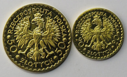 Lot: 2x replika monet 10 i 20 zł Chrobry 1925, Mennica Polska