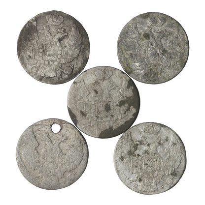 Lot: Królestwo Polskie 4 x 10 groszy 1840, 1 x 10 groszy 1936