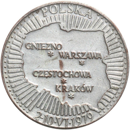 Medal 1979 Jan Paweł 2, Gniezno, Częstochowa, Warszawa, Kraków