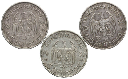 Niemcy, Lot: 3 x 5 marek Kościół garnizonowy, 1934-1935