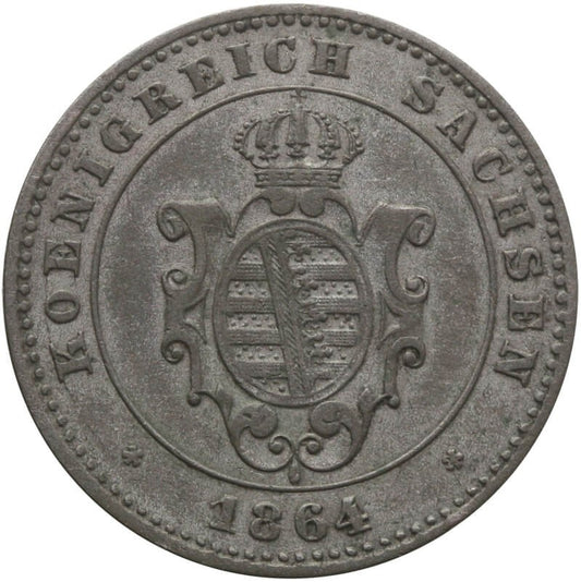 Saksonia 2 nowe grosze, 1864, stan 2, ładna