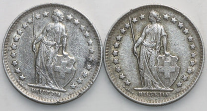 Szwajcaria Lot: 2 x 1/2 franka, 1948, 1952