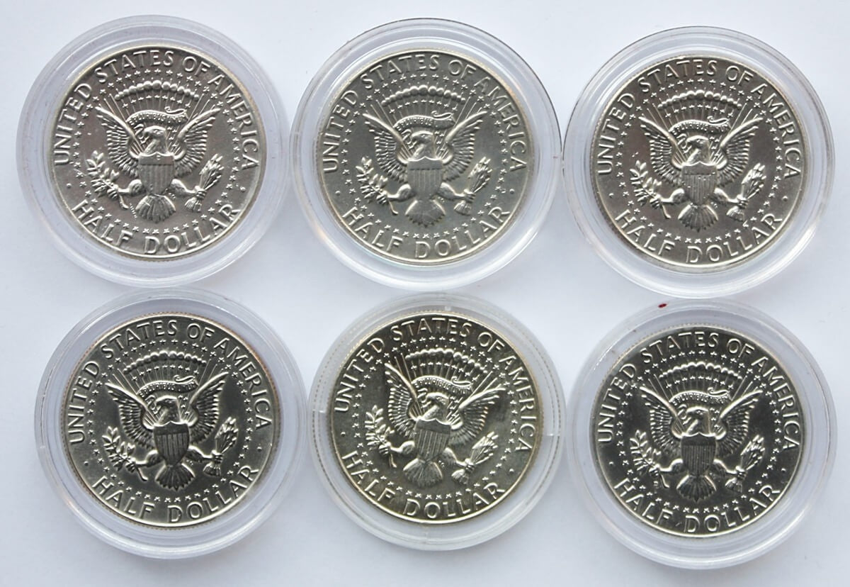 USA, 6 x 1/2 dolara Kennedy, piękny połysk, stany 1-
