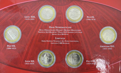 Wielcy Papieże w historii kościoła zestaw 6 medali w etui