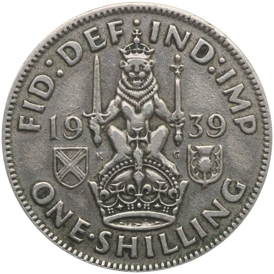Wielka Brytania 1 szyling, 1939, srebro