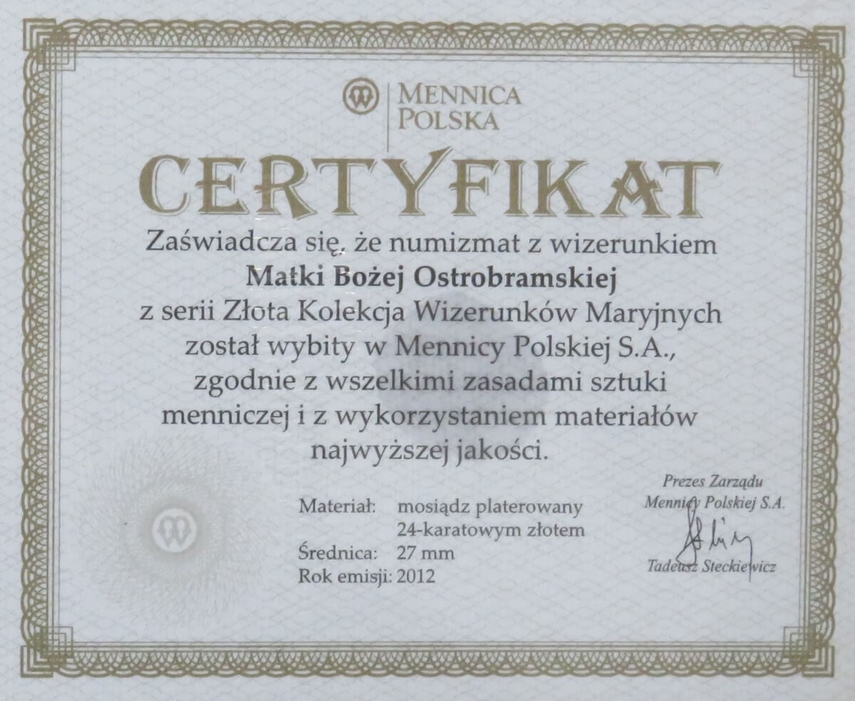 Zestaw 20 numizmatów "Złota kolekcja wizerunków maryjnych"