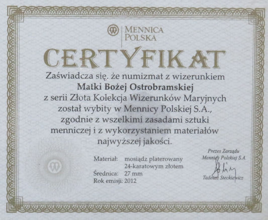 Zestaw 20 numizmatów "Złota kolekcja wizerunków maryjnych"